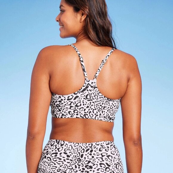 Kona Sol Size Small 4-6 Animal Print Twist Front Racerback Bikini Swim Top - Picture 3 of 7